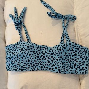 Blue and Black Leopard Print Bikini Top